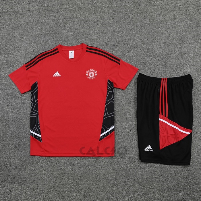 Tuta da Track Manchester United Manica Corta 2022-2023 Rosso - Pantaloncini